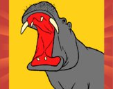 Desenho Hipopótamo com a boca aberta pintado por jessica99