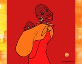 Africana com pano porta-bebé