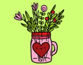 Desenho Pote com flores silvestres e um coração pintado por jaimealves