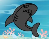 Desenho Tubarão nadando pintado por repelstelt