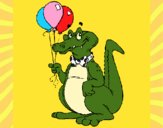 Desenho Crocodilo com balões pintado por jessica99