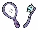 Desenho  Espelho e escova de dentes pintado por Biiah