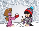 Desenho Meninas que jogam com neve pintado por jessica99