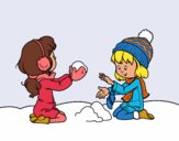 Desenho Meninas que jogam com neve pintado por JuliaKilim