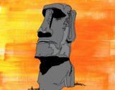 Desenho Moai da Ilha de Páscoa pintado por Lara2016
