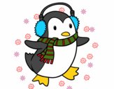Desenho Pinguim com cachecol pintado por 2016