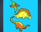 Desenho Três classes de dinossauros pintado por Valdenia
