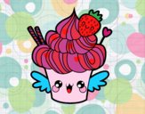 Cupcake kawaii com morango
