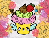 Desenho Cupcake kawaii com morango pintado por AmandaBC