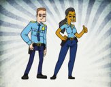 Desenho dois policiais pintado por ImShampoo