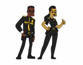 Desenho dois policiais pintado por Jujuli
