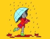 Desenho Menina com guarda-chuva na chuva pintado por IsabelDiva