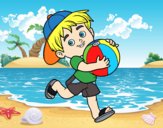 Desenho Criança que joga com esfera de praia pintado por Jercica