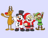 Desenho Papai Noel e seus amigos pintado por laribeirob