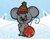 Desenho Rato com chapéu de Natal pintado por ImShampoo