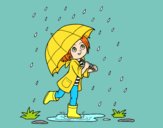 Desenho Menina com guarda-chuva na chuva pintado por soraya lim