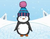 Desenho Pinguim com chapéu do inverno pintado por ImShampoo