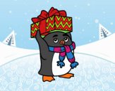 Desenho Pinguim com presente de Natal pintado por ImShampoo