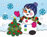Desenho Boneco de neve do cartão de Natal pintado por ImShampoo