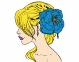 Desenho Penteado de casamento com flor pintado por jullyanne