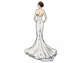 Desenho Vestido de noiva com cauda pintado por LillyCat