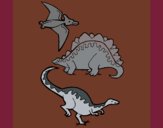 Desenho Três classes de dinossauros pintado por ceciliaz
