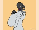 Desenho Africana com pano porta-bebé pintado por ceciliaz