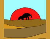 Desenho Elefante ao amanhecer pintado por ceciliaz