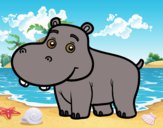 Desenho Hipopótamo jovem pintado por ImShampoo