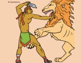 Desenho Gladiador contra leão pintado por Craudia