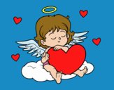 Desenho Cupido com coração pintado por ImShampoo