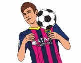 Desenho Neymar Barça pintado por Crismayumi