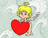 Desenho Cupido e um coração pintado por adiely