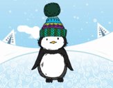 Desenho Pinguim com chapéu do inverno pintado por AndressaBR