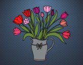 Desenho Jarro de tulipa pintado por ceciliaz