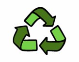 Desenho Símbolo de reciclagem pintado por pipa