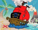 Desenho Navio de piratas pintado por Danievi