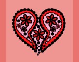 Desenho Coração de flores pintado por Craudia