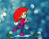 Desenho Menina com guarda-chuva na chuva pintado por anaCFAIAL