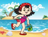 Desenho Menina com praia balde e pá pintado por anaCFAIAL