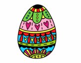 Desenho Ovo da páscoa com corações pintado por Craudia