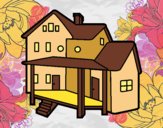 Desenho Casa con alpendre pintado por anaCFAIAL