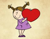 Desenho Menina com coração pintado por anaCFAIAL