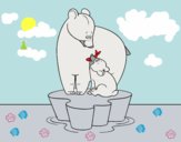 Desenho Mama urso com seu filho pintado por ceciliaz