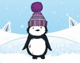Desenho Pinguim com chapéu do inverno pintado por ceciliaz