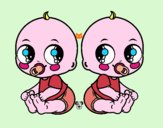 Desenho Bebês gêmeos pintado por ceciliaz