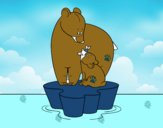 Mama urso com seu filho