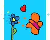 Flor, borboleta e coração