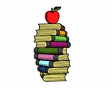 Desenho Livros e maçã pintado por Jujuli