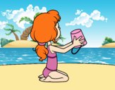 Desenho Menina que joga na praia pintado por Jujuli